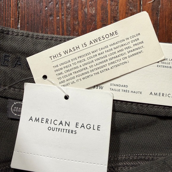 NWT American Eagle Pants Womans 16 Gray Super High Rise Baggy Wide Leg Stretch - Picture 5 of 16